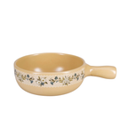 Hand-baked terracotta fondue pot with floral Enzian design