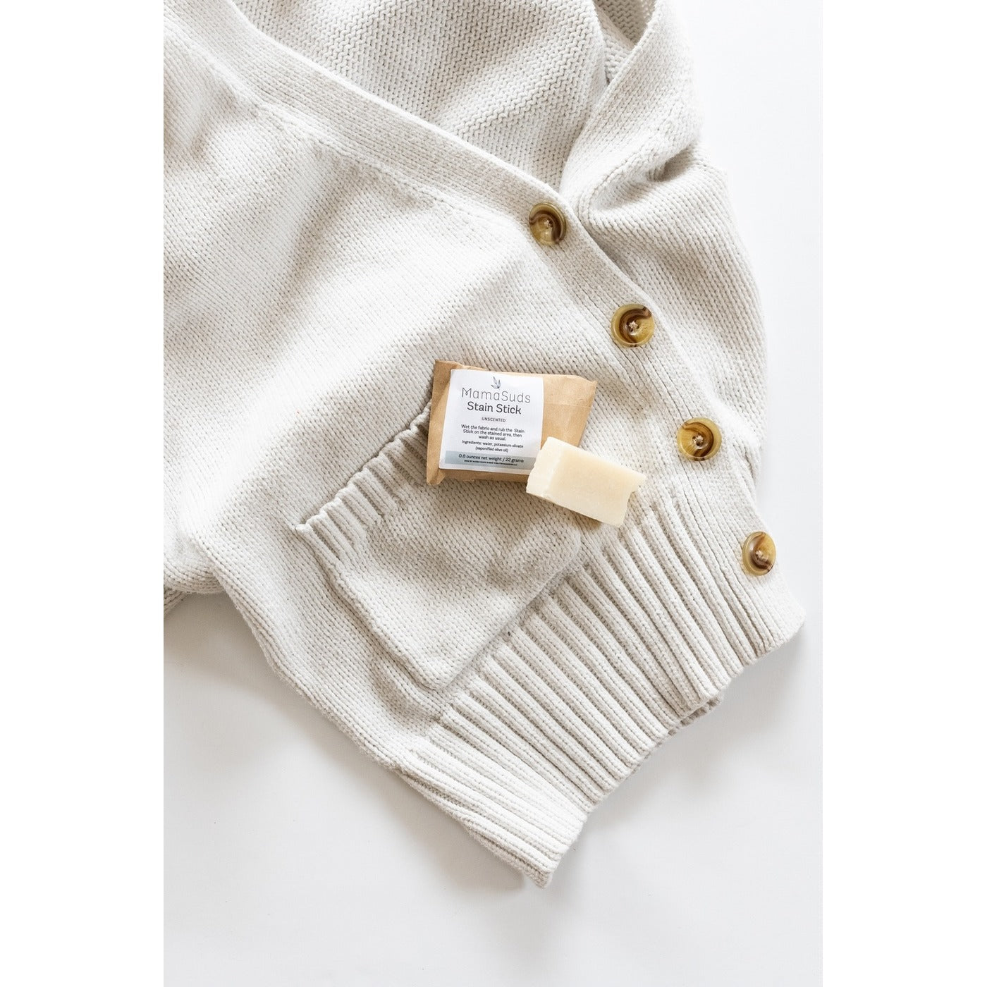Olive oil soap stain stick for clothes and fabric