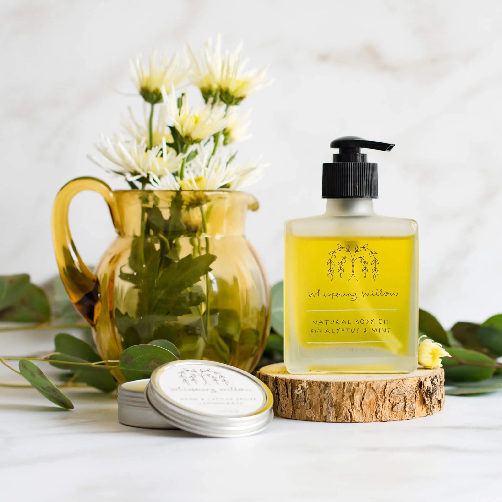 Organic eucalyptus mint body oil for soft hydrated skin