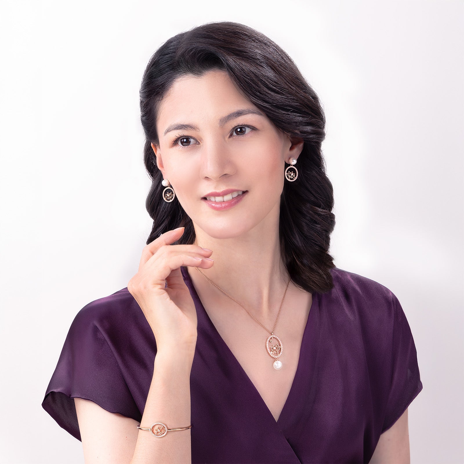 Lotus Fairies Drop Earrings Rose Gold - Shen Yun Collections