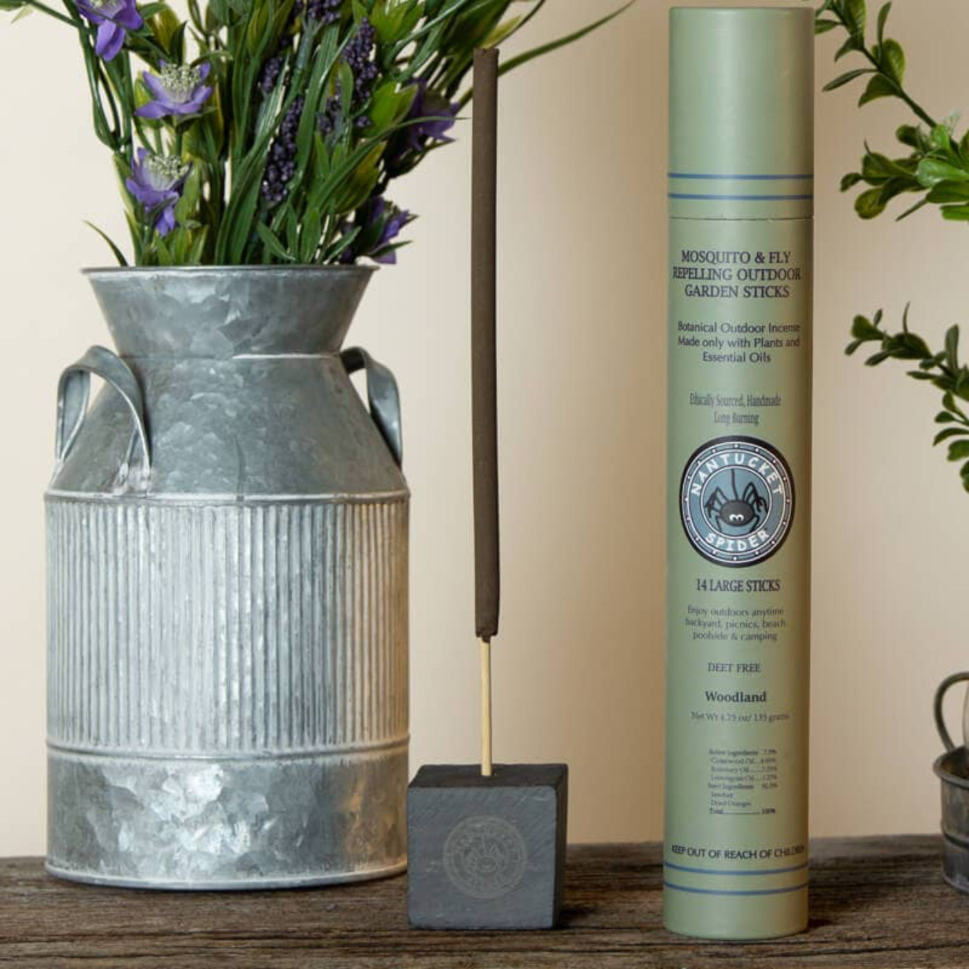 Slate incense holder for garden bug repellent sticks