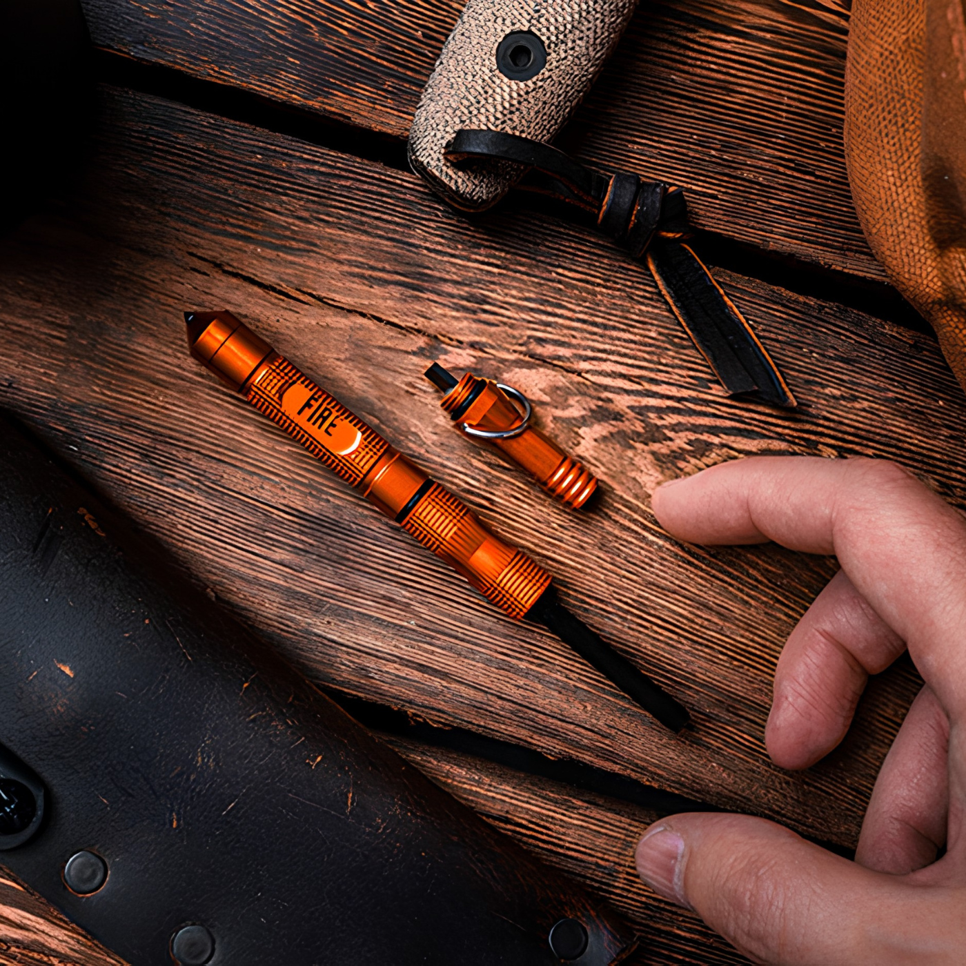 Compact survival fire starter for hiking and backpacking