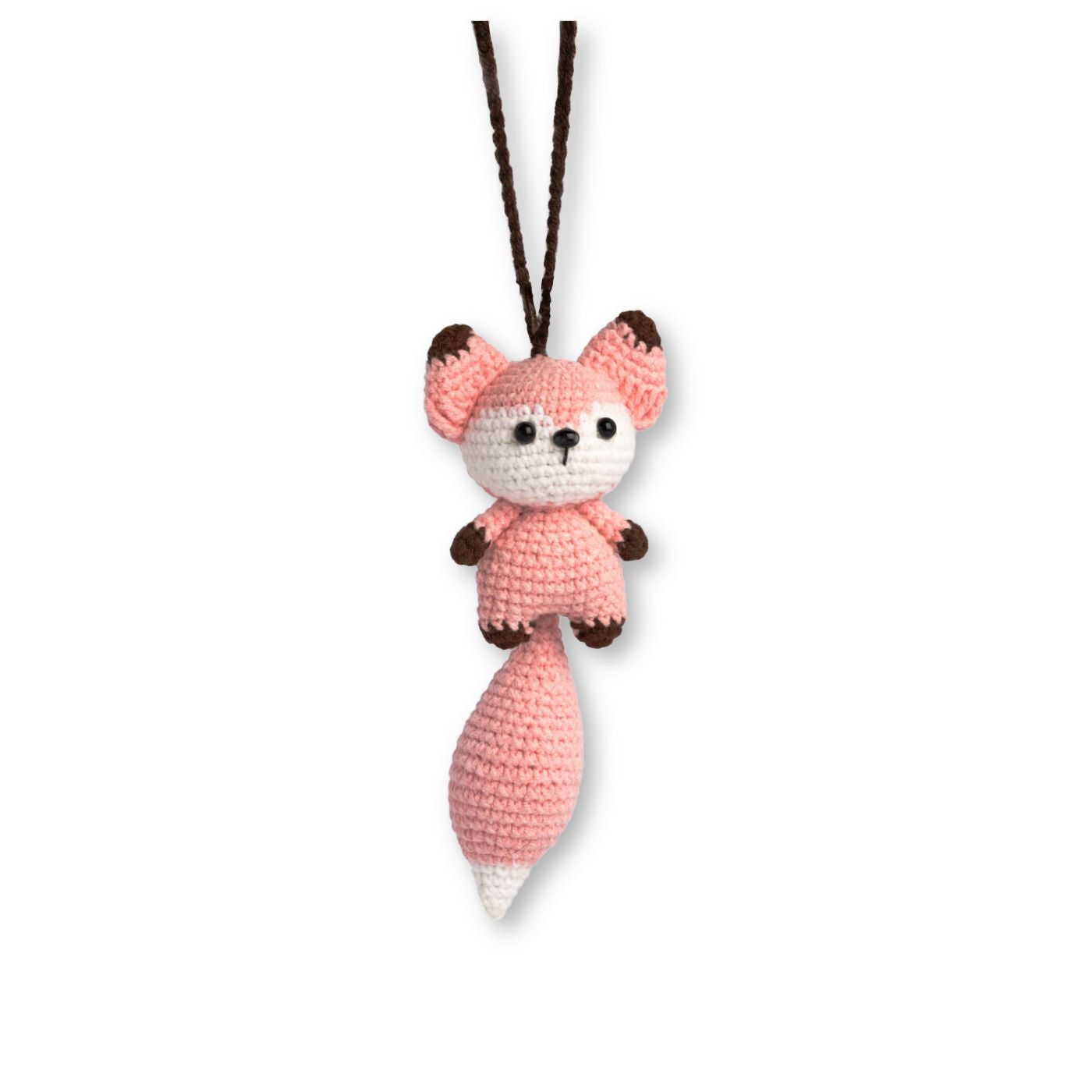 Handmade Crochet Red Panda Keychain - Pink