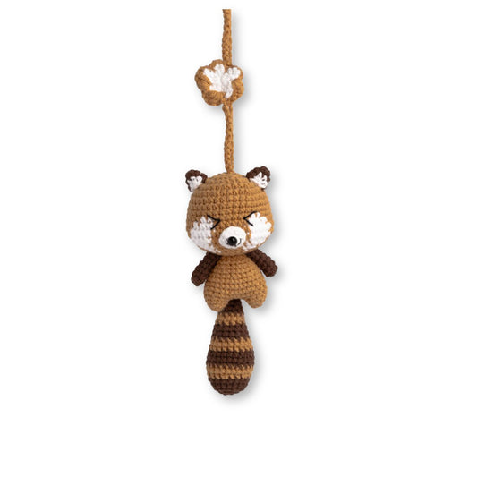 Handmade Crochet Red Panda Keychain - Brown