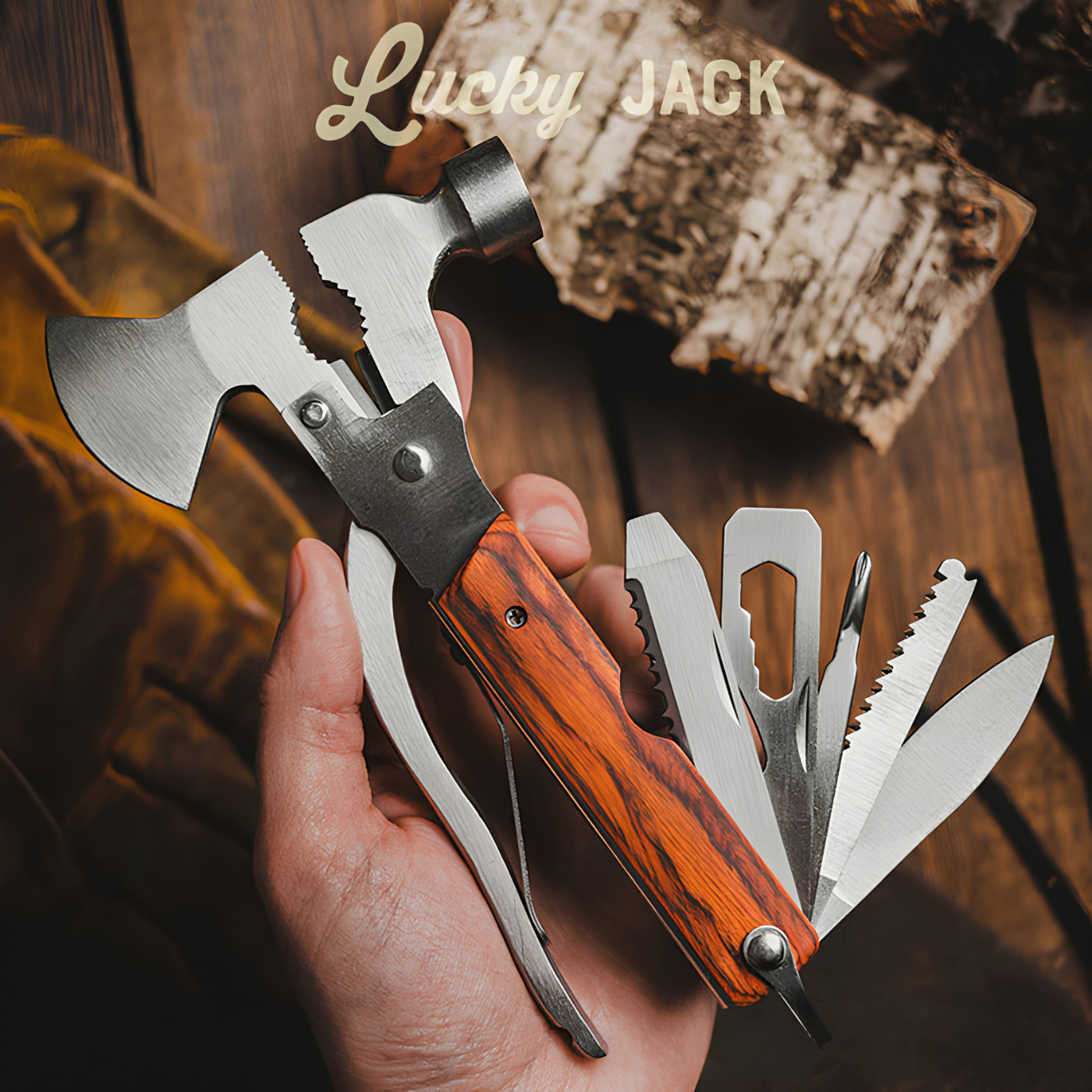 Pocket-sized stainless steel axe multi-tool