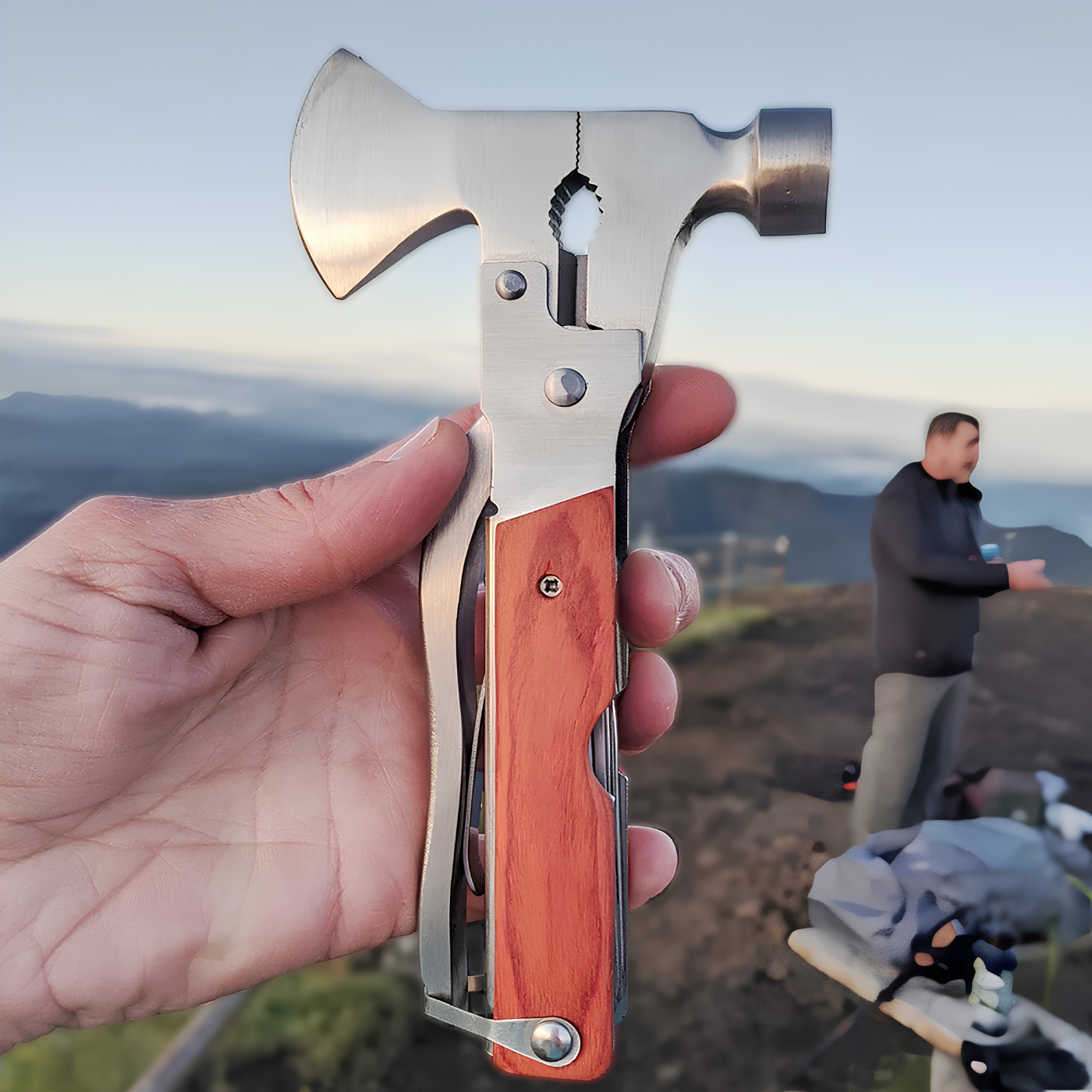 Pocket-sized stainless steel axe multi-tool