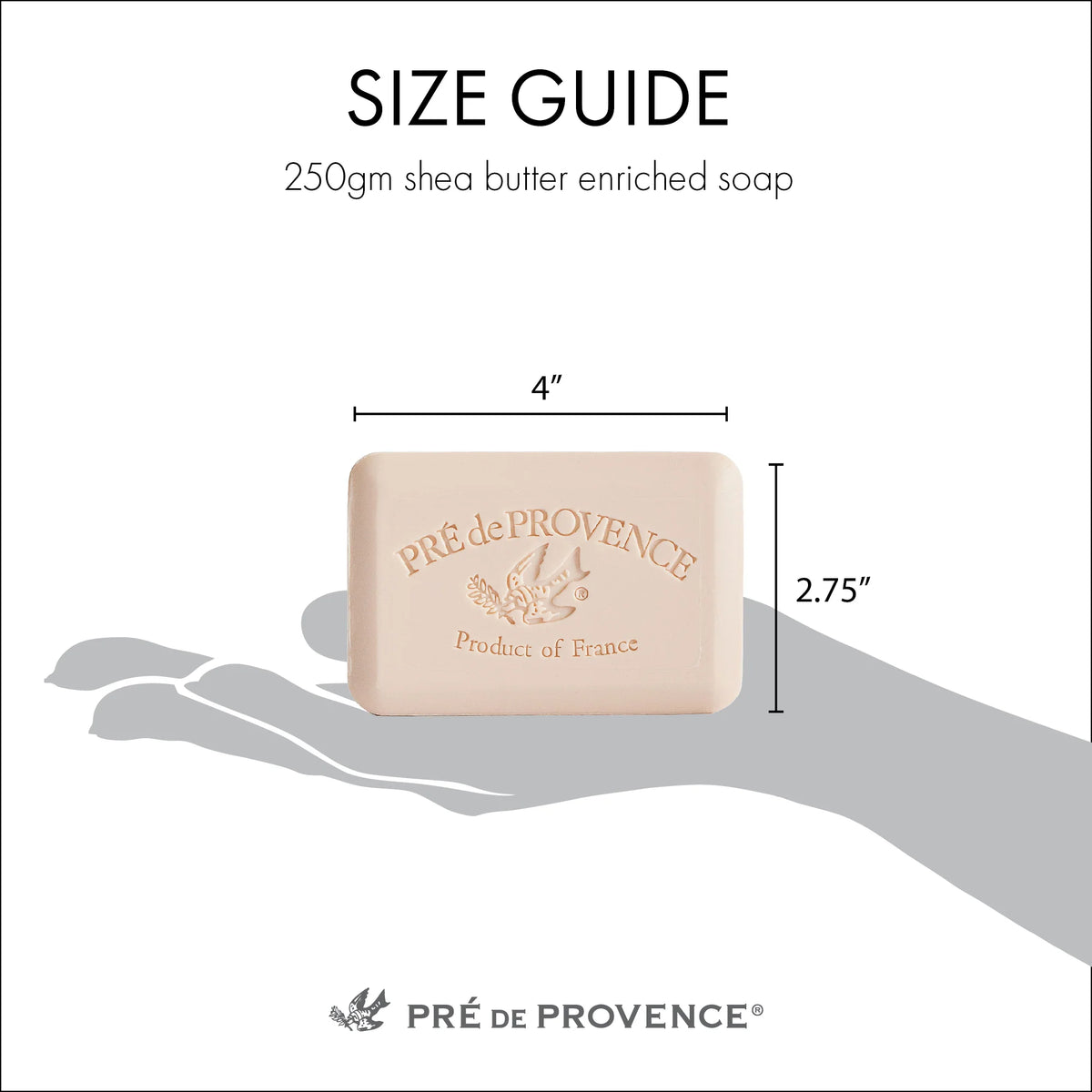 Pré de Provence Soap Bar 250g size guide