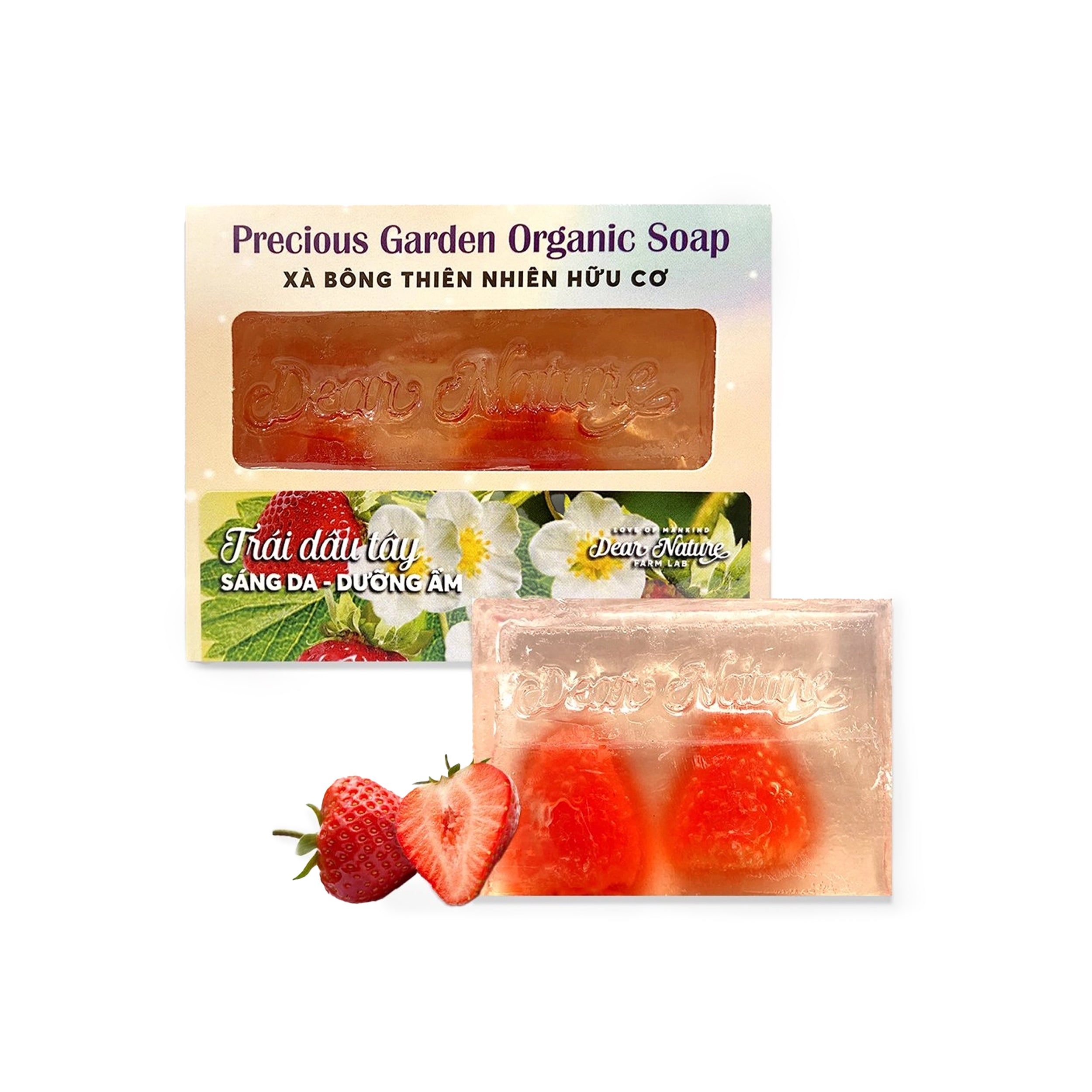 Precious Garden Dear Nature Organic Soap Strawberry 100g – natural handmade soap with coconut oil and strawberry extract for bright, moisturized skin