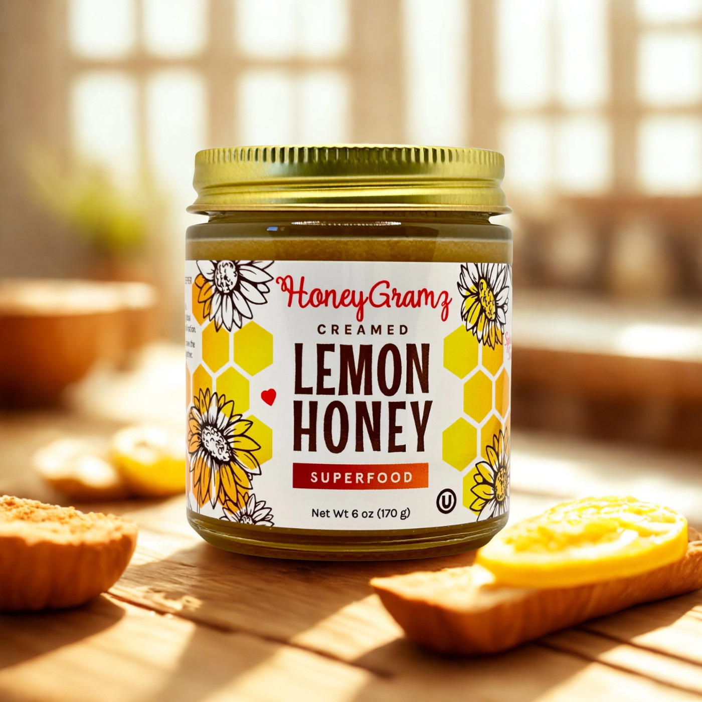 Spreadable lemon infused honey with smooth texture