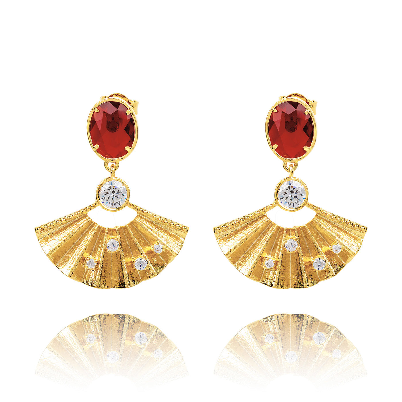 Radiant Fan Earrings Ruby