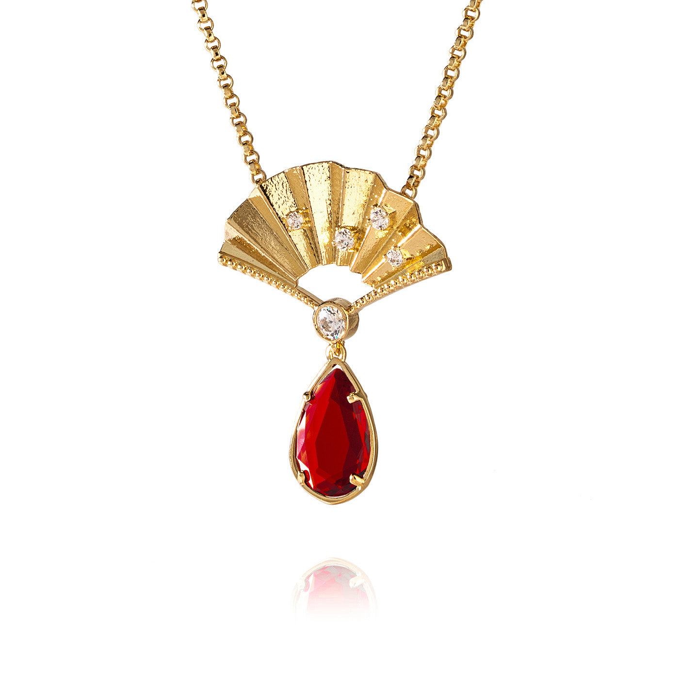 Radiant Fan Necklace Ruby