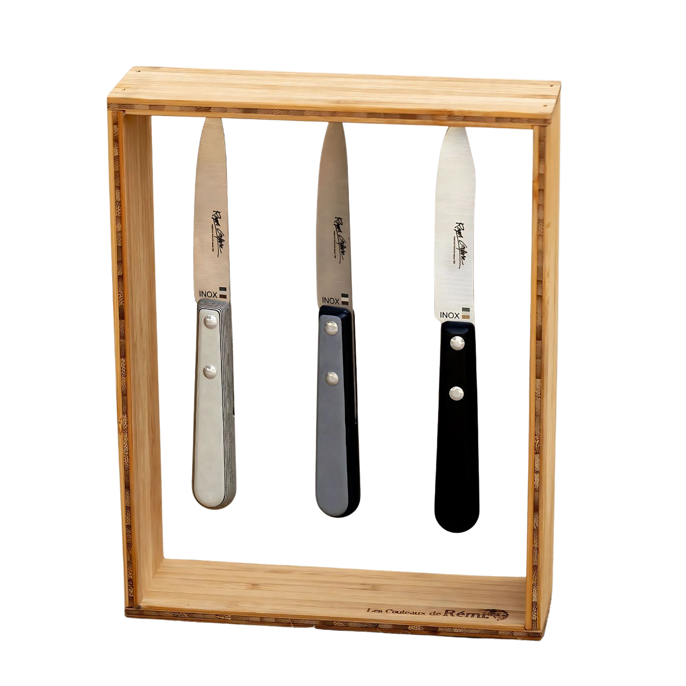 roger orfevre bamboo display stand for 3 paring knives knife holder knives not included