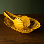 roger orfevre stainless steel oval bread basket pollen yellow