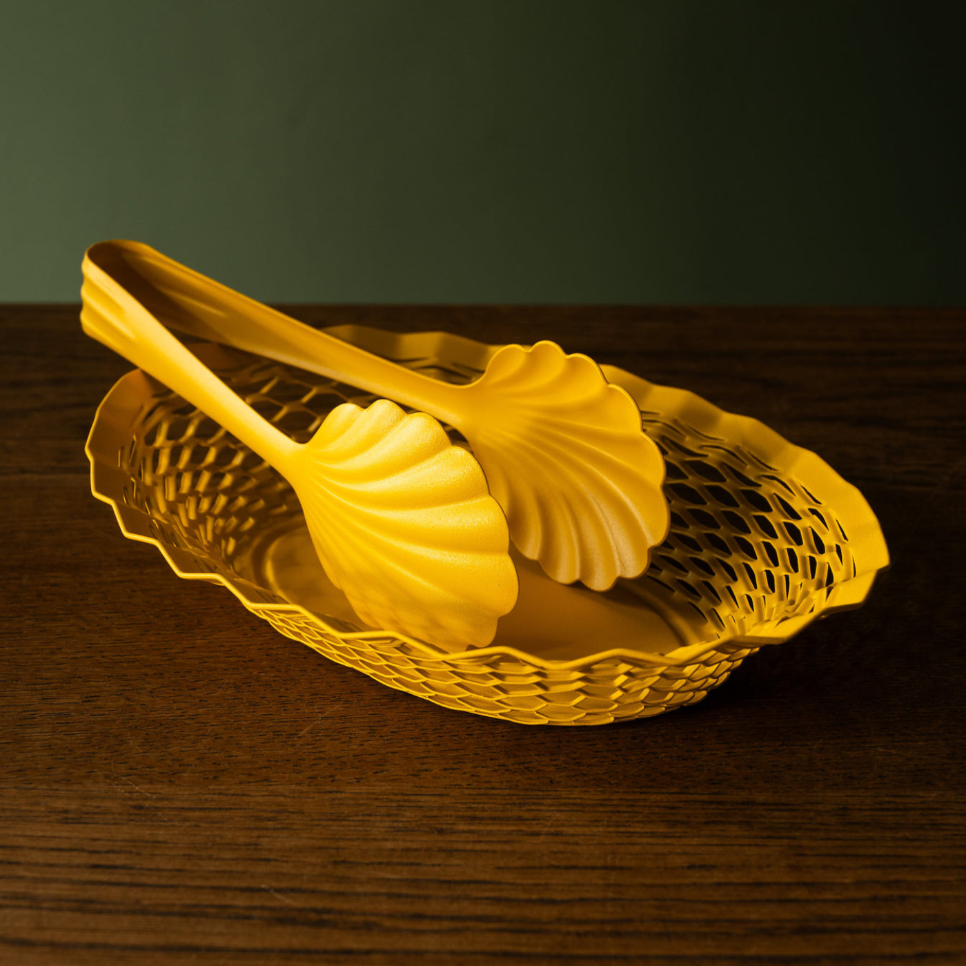 roger orfevre stainless steel oval bread basket pollen yellow