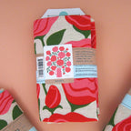 Hand screen-printed rose kitchen towel