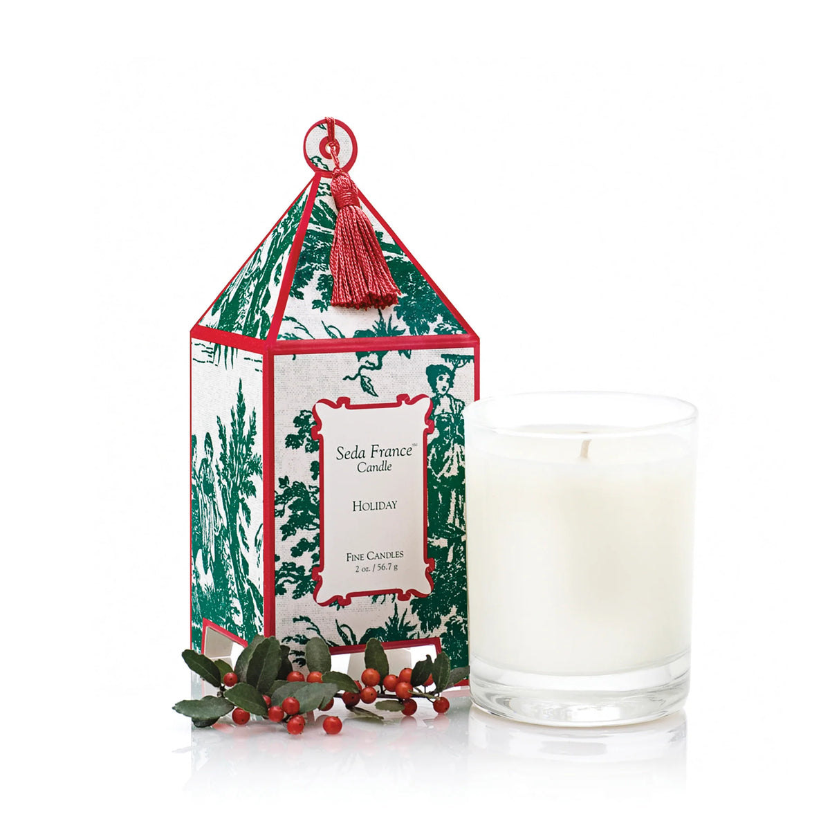 Seda France Holiday Classic Toile Mini Pagoda Box Candle 2 oz