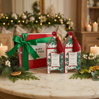 Seda France Holiday Mini Pagoda Gift Set with two scented candles background
