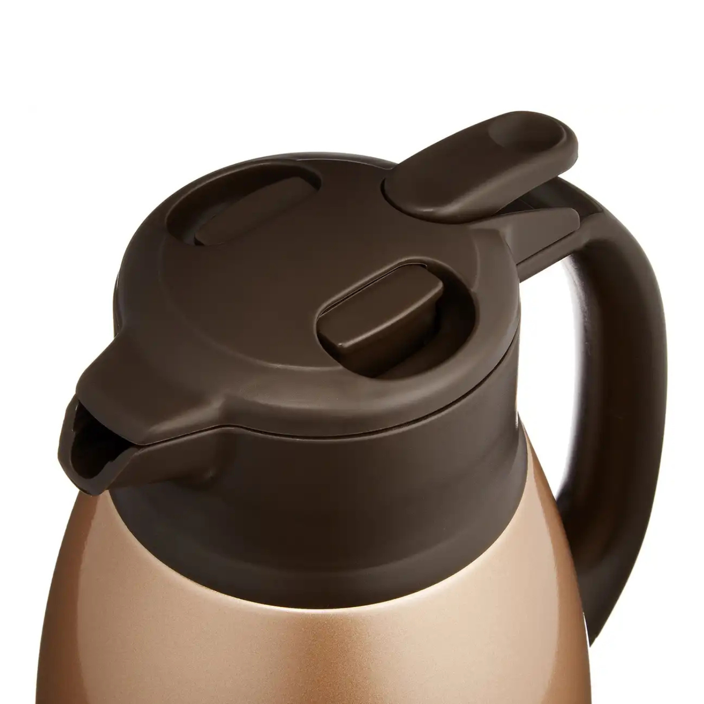 Stainless steel thermal carafe with one-touch pour