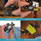 Compact fishing multi-tool with line cutter and wrenches