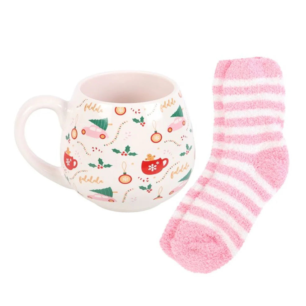 Complete Sugarplum Christmas mug and fluffy socks gift bundle