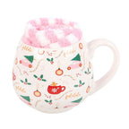 Sugarplum Christmas printed mug with pink fluffy socks gift set
