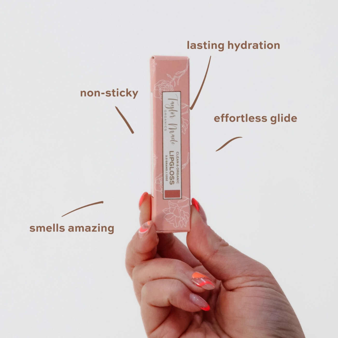 Taylor Made Organics lip gloss confident soft pink hydrating gloss