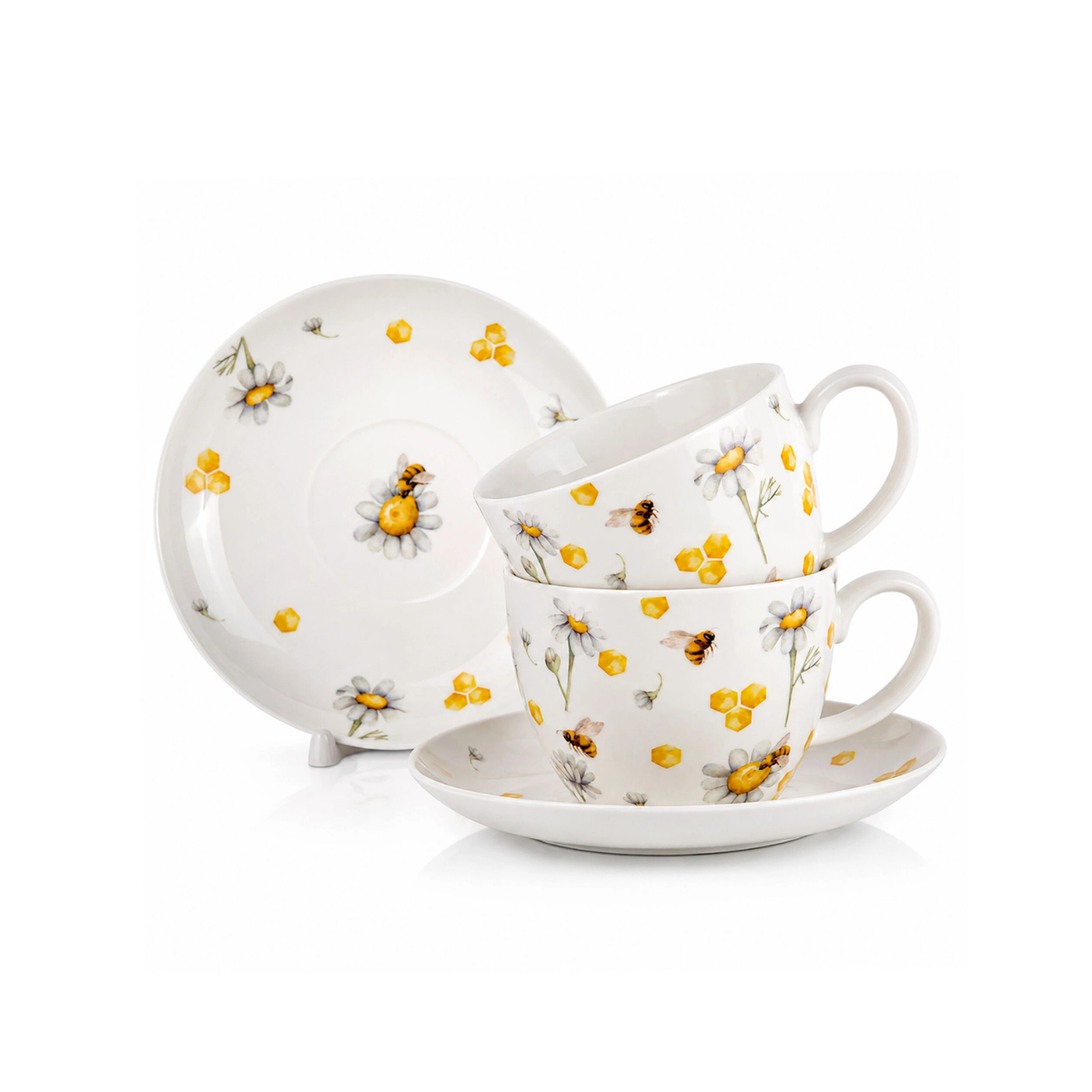 Close-up of the bee design on the Tea with Honey porcelain tea cup