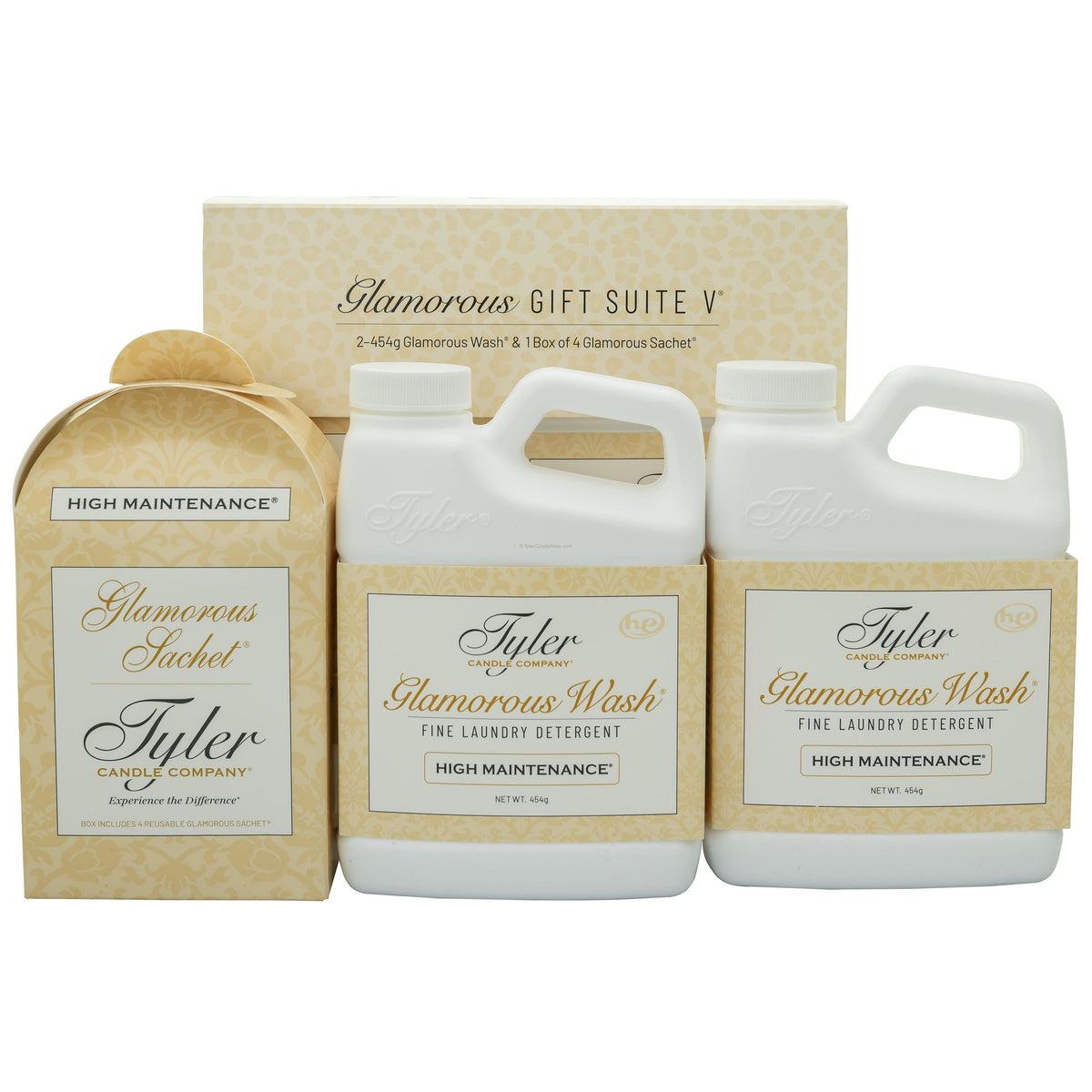Tyler Candle Company Glamorous Gift Suite V High Maintenance with Glamorous Wash and Sachet