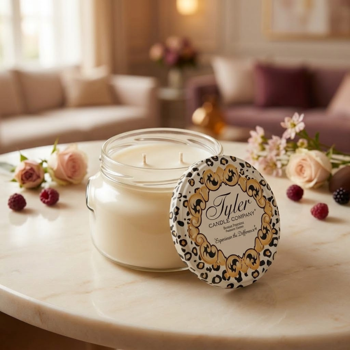 Tyler Candle Company DIVA 11 oz 2-Wick Candle with rich floral and amber fragrance