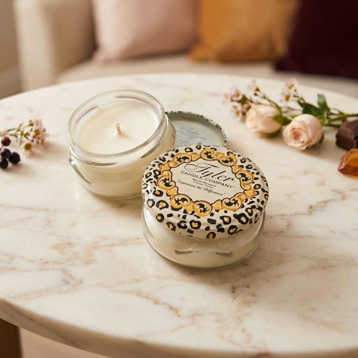 Tyler Candle Company DIVA 3 oz Prestige candle with rich floral and amber fragrance