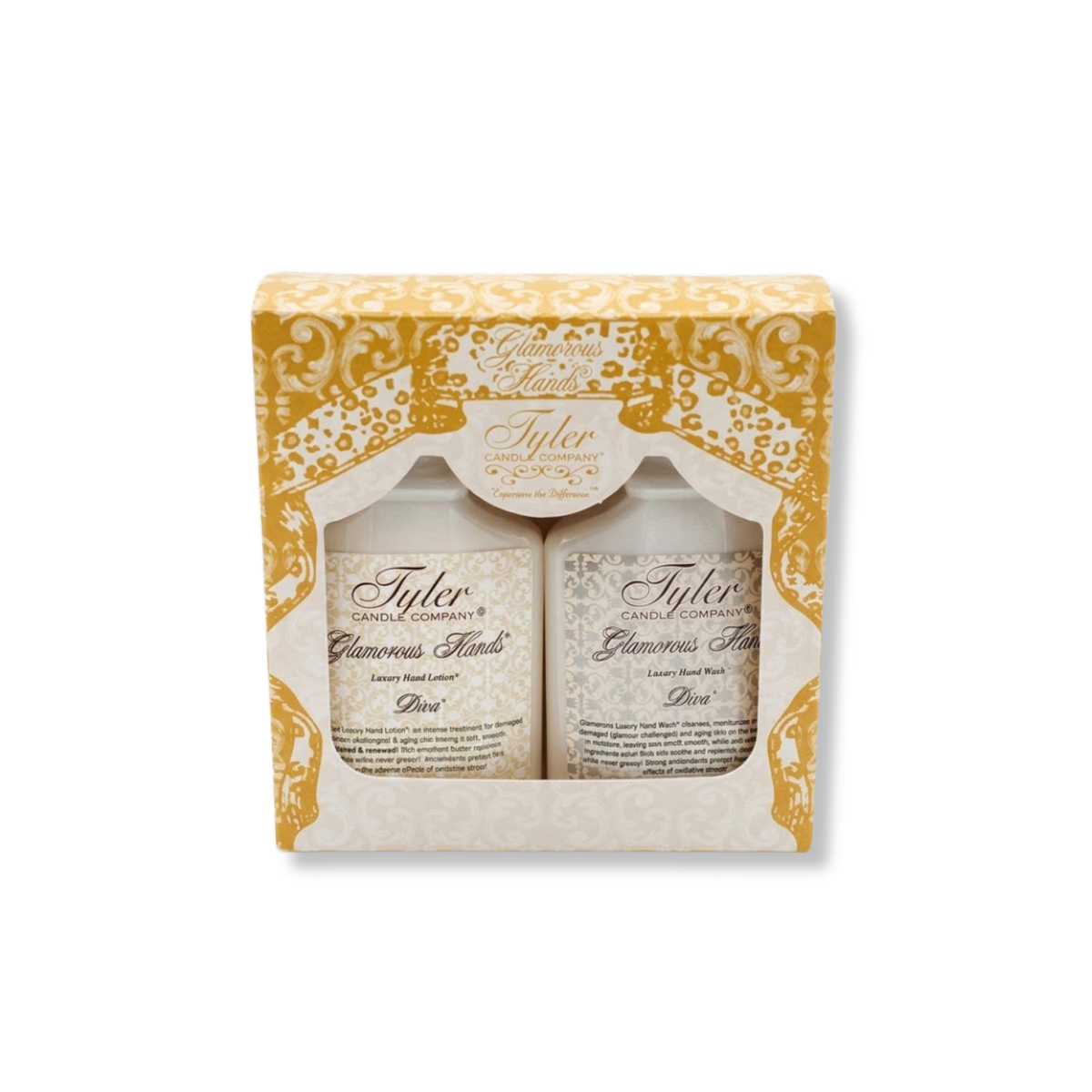 Tyler Candle Glamorous Hands Gift Set Diva with hand lotion and hand soap in baroque gift box