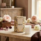 Tyler Candle Company DIVA 15-Hour Boxed Votive Candle with rich floral and amber fragrance