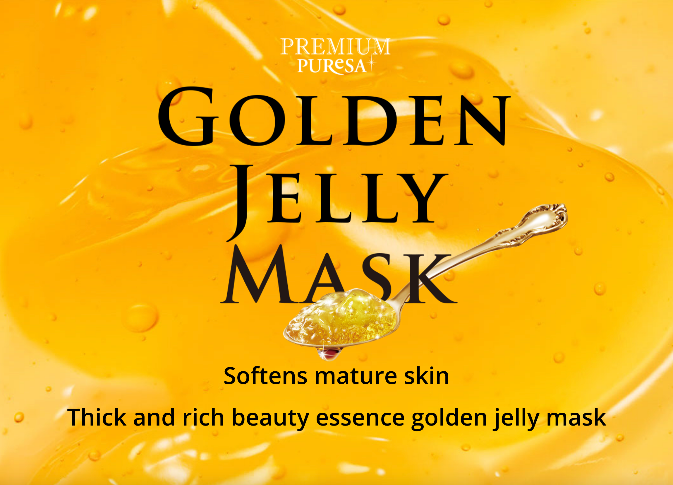 Utena Premium Puresa Golden Jelly Mask Collagen packaging – thick and rich beauty essence face mask that softens mature skin