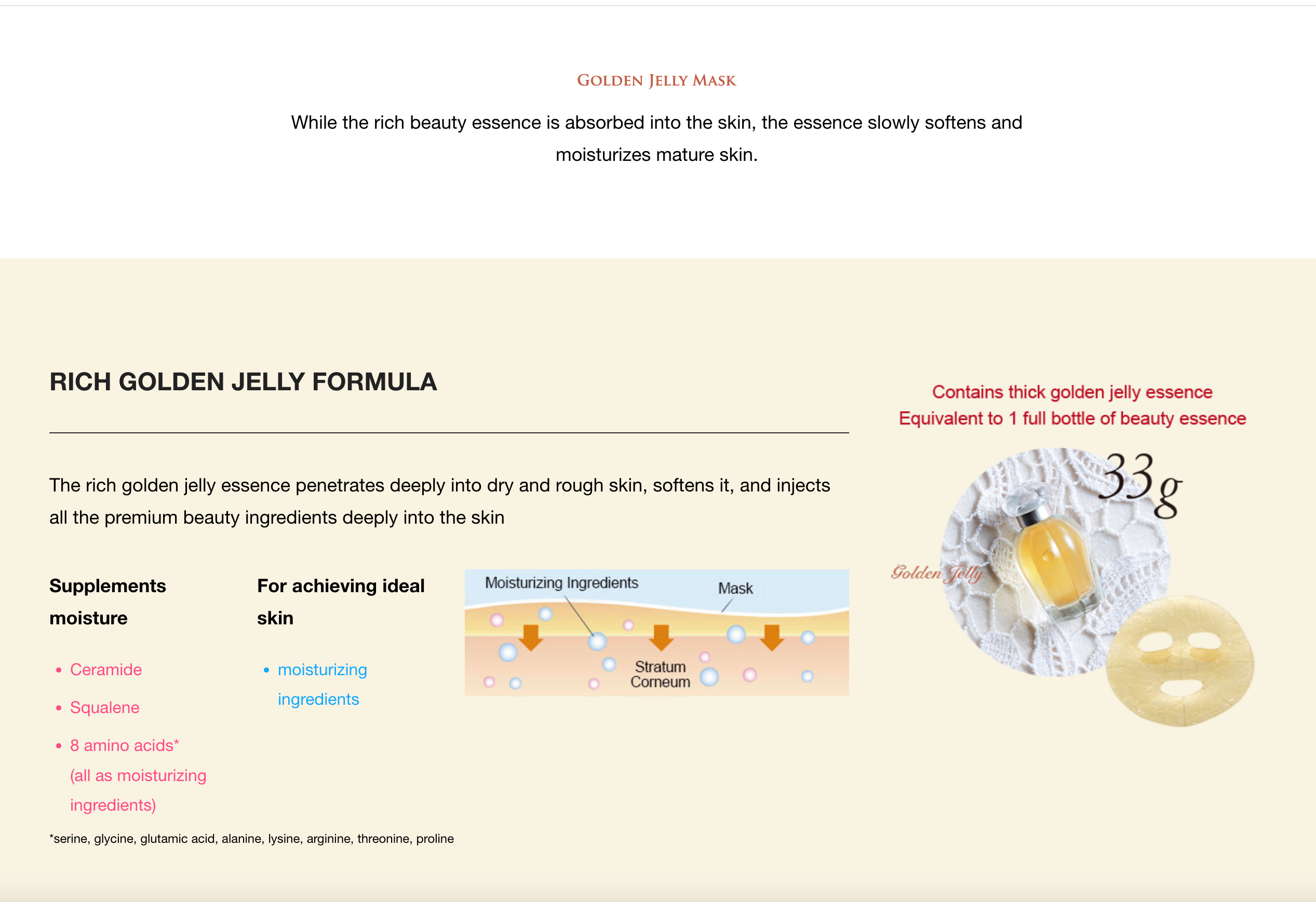 Utena Premium Puresa Golden Jelly Mask Collagen rich formula with ceramide, squalane, and amino acids for deep hydration and softening mature skin