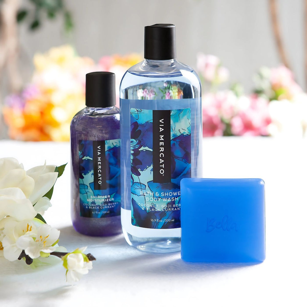 Via Mercato Bella Italian shower gel in a bathroom
