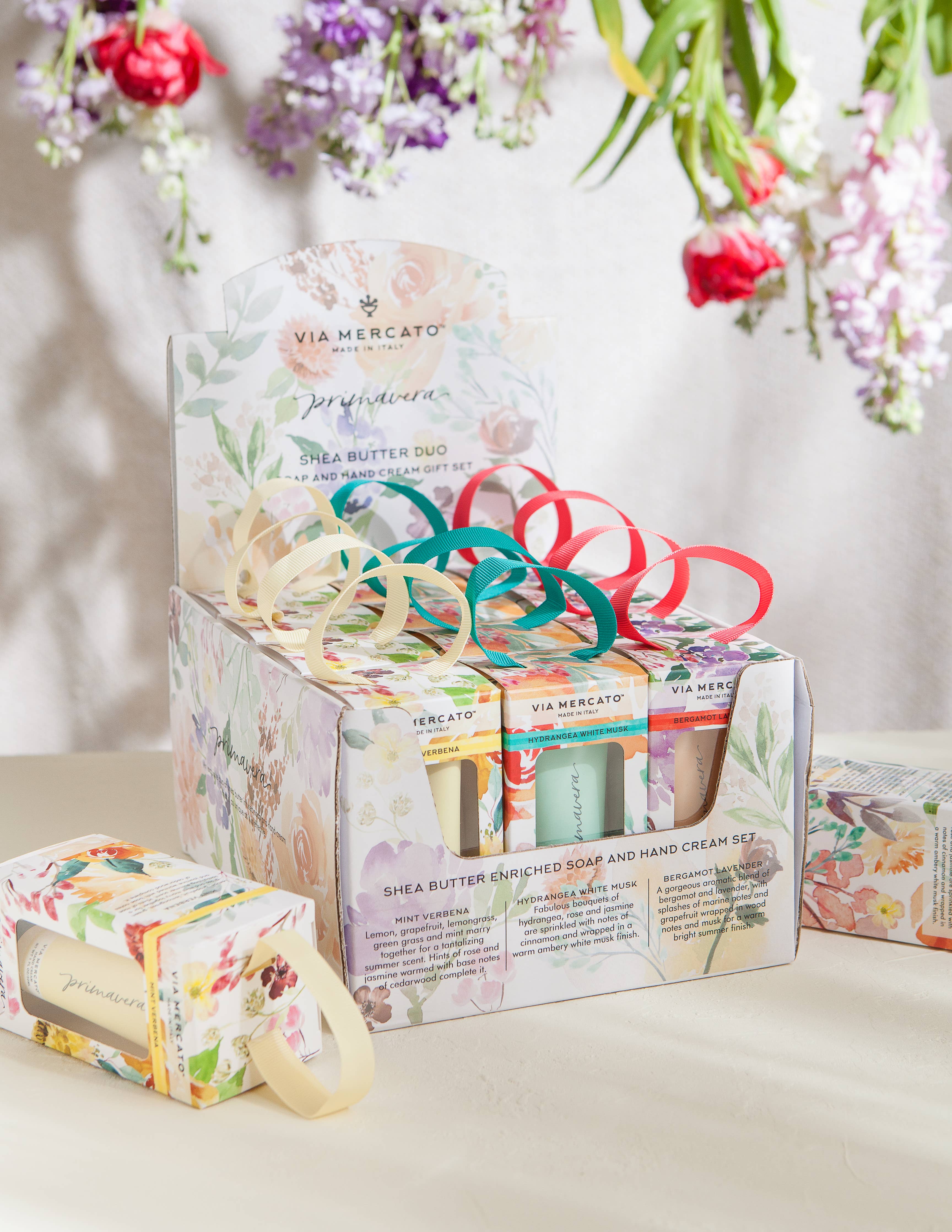 Via Mercato Primavera Shea Butter DUO – Italian soap and hand cream gift set, random fragrance assortment