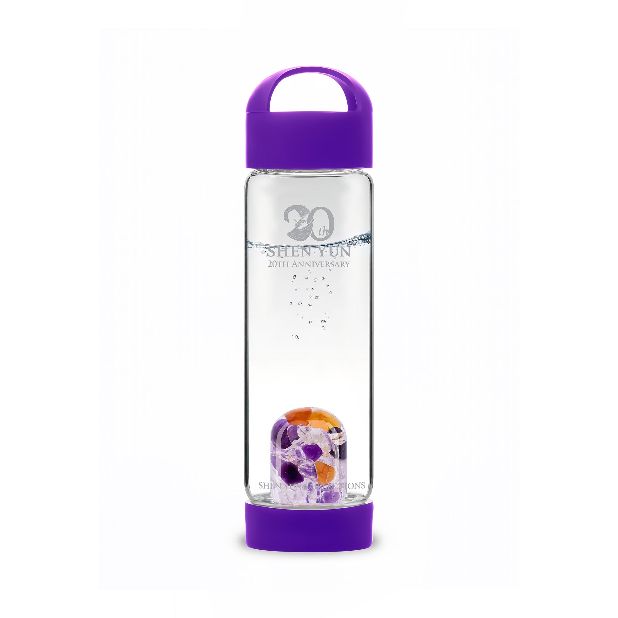 Gemstone Bottle Anti-Slip Silicone Grip Handle Amethyst on Bottle - Shen Yun Collections