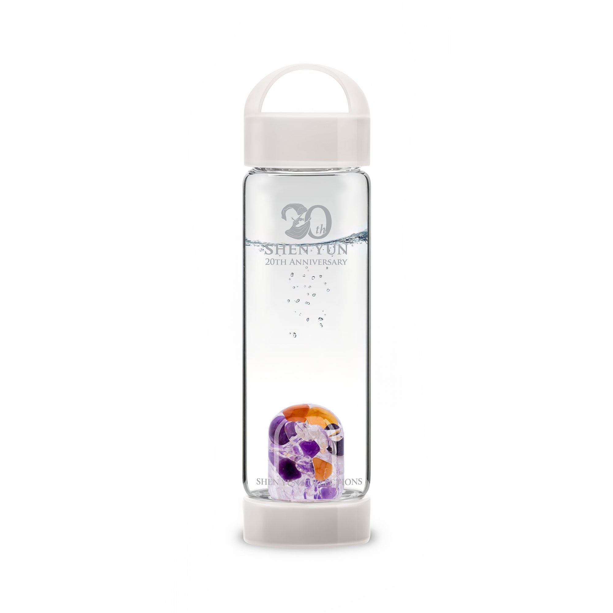 Gemstone Bottle Anti-Slip Silicone Grip Handle White on Bottle - Shen Yun Collections