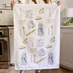 Decorative baking-themed cotton tea towel