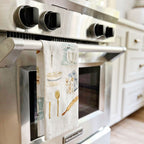 Decorative baking-themed cotton tea towel