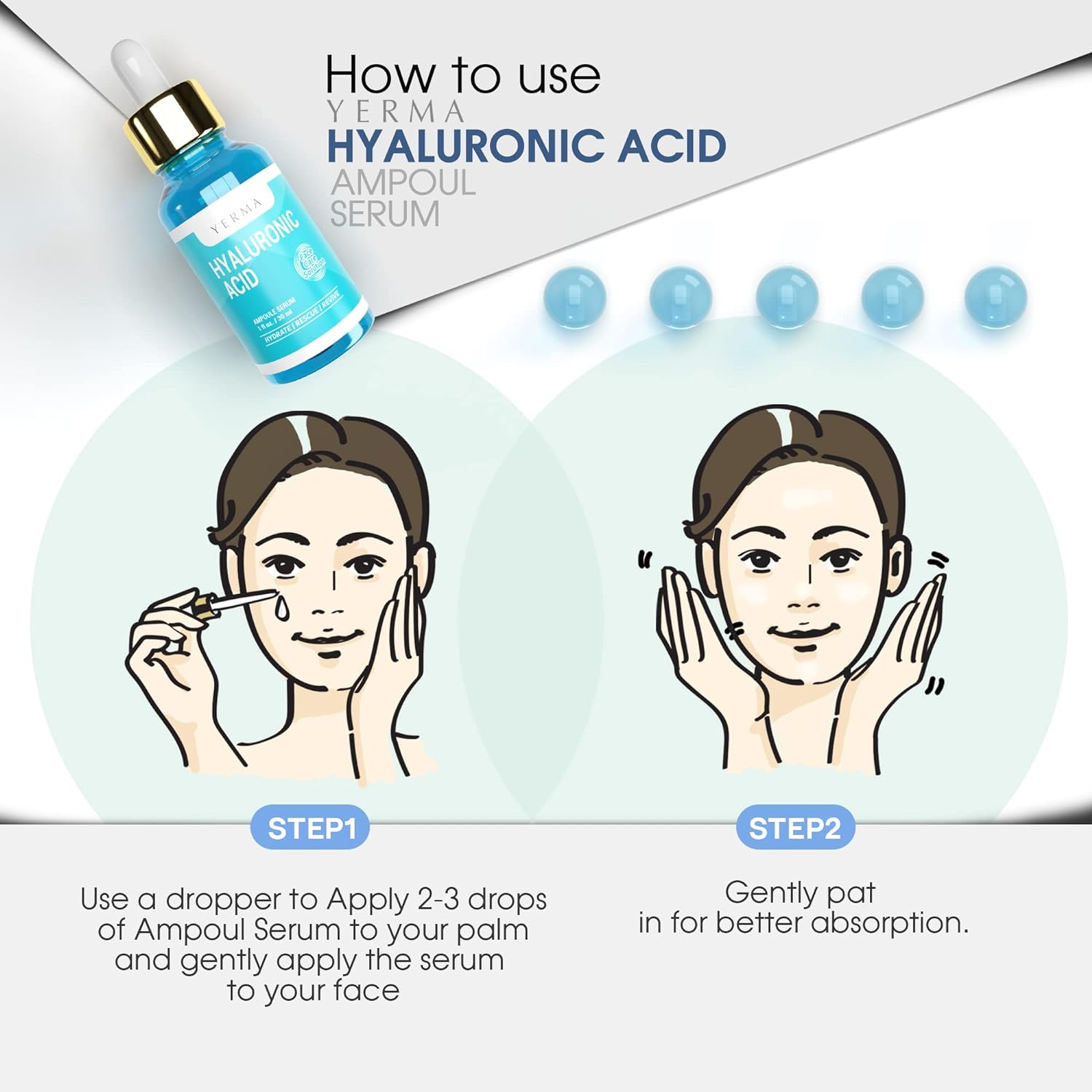 Yerma hyaluronic acid serum bottle packaging
